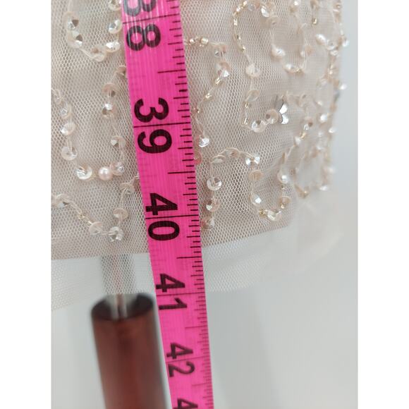 ADRIANNA PAPELL SZ 2 beige 3d floral beaded knee length nwt $249  b118 *flaw - Picture 10 of 11